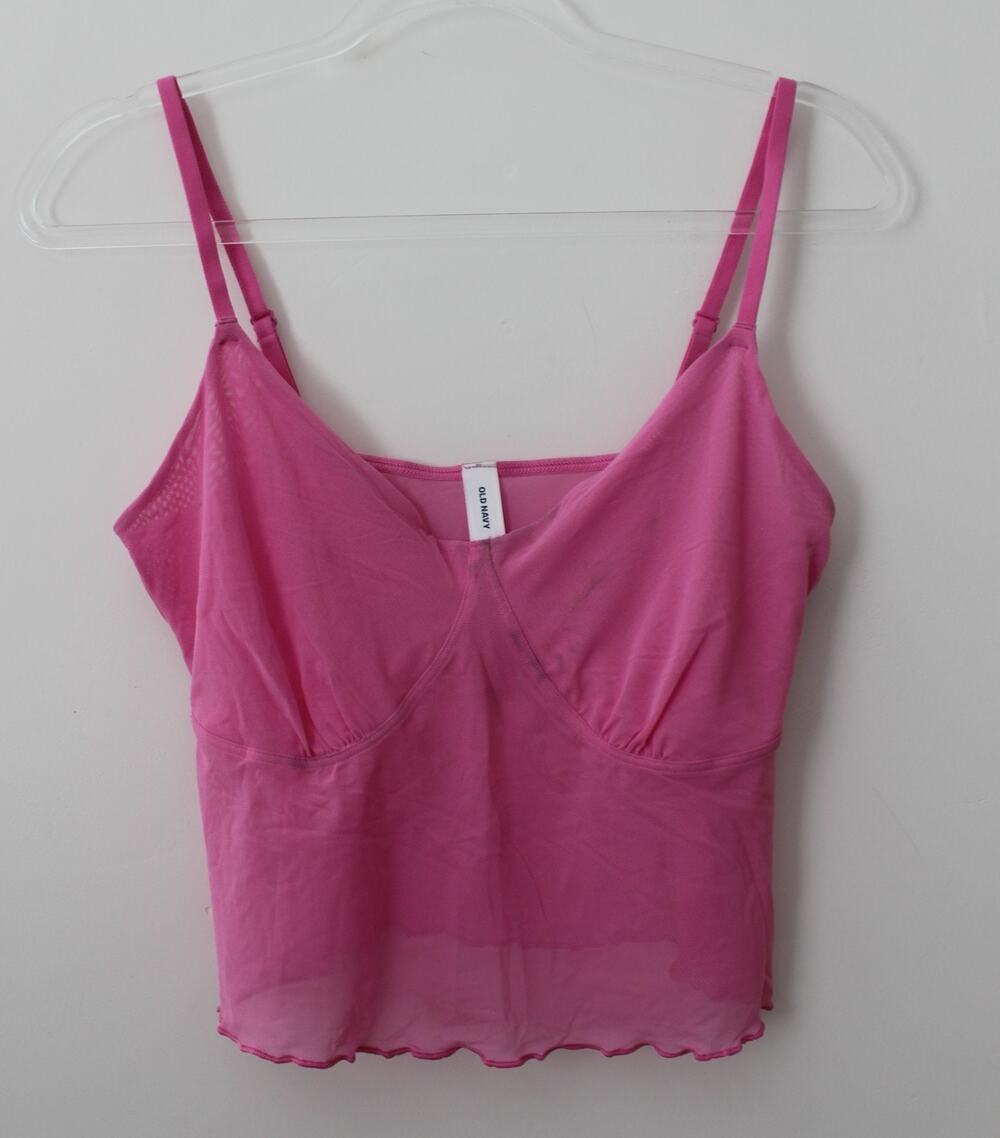 Old Navy Womens Mesh Cami Lounge Top VIVID BEGONIA Size L NWT
